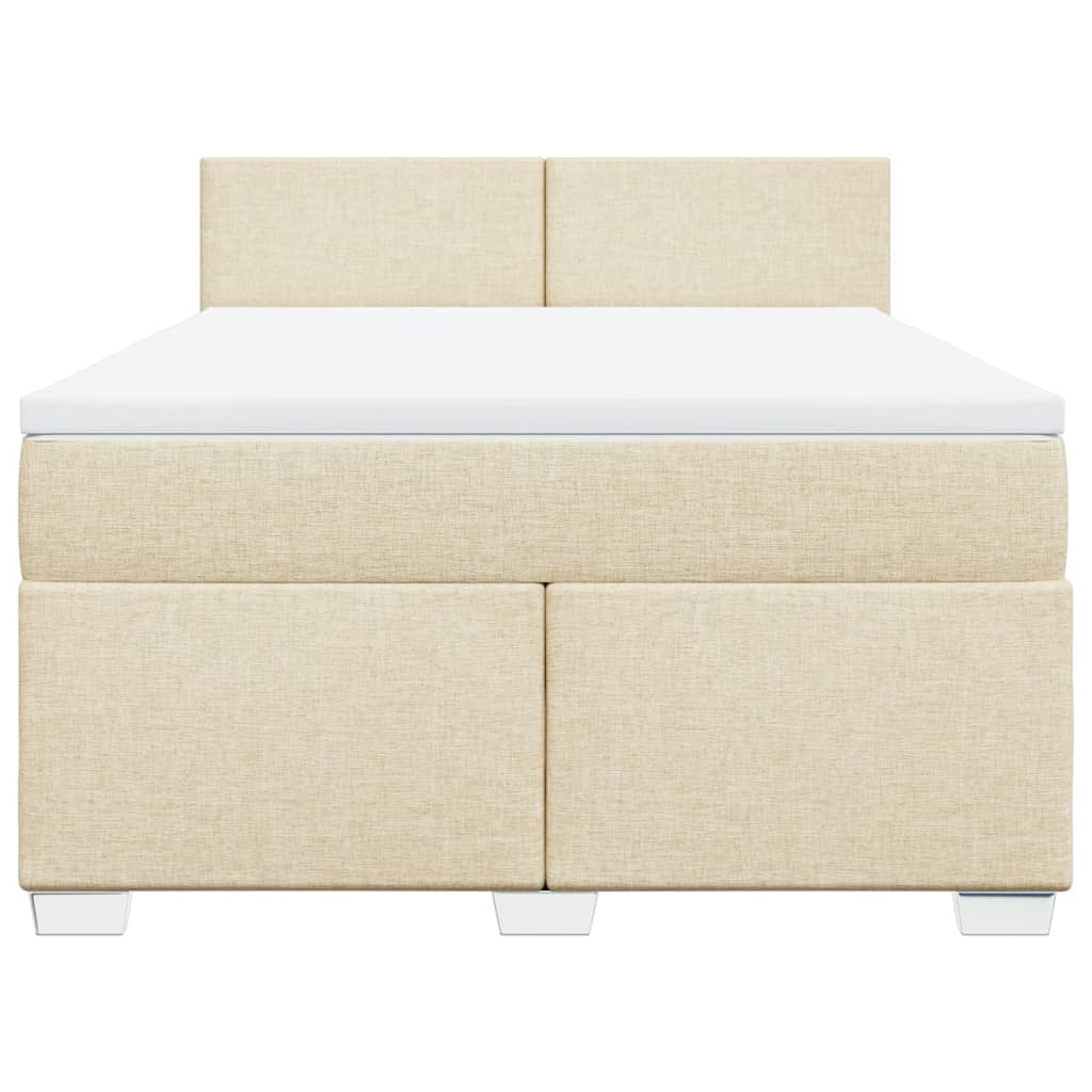 vidaXL Boxspring met matras stof crèmekleurig 160x200 cm