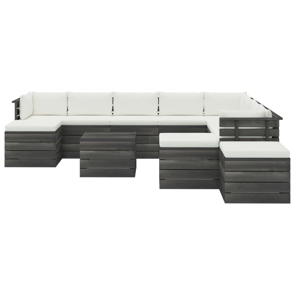 vidaXL 12-delige Loungeset met kussens pallet massief grenenhout