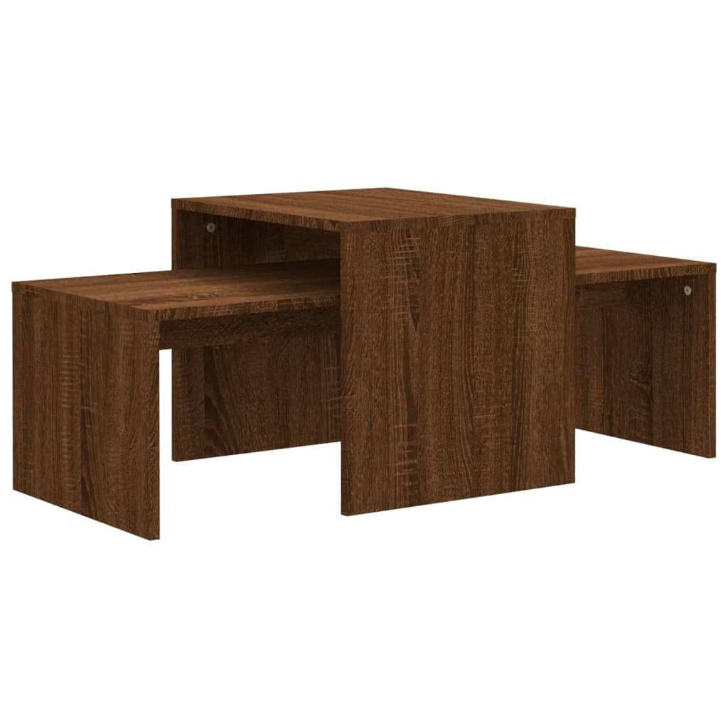 vidaXL Salontafelset 100x48x40 cm bewerkt hout bruin eikenkleur