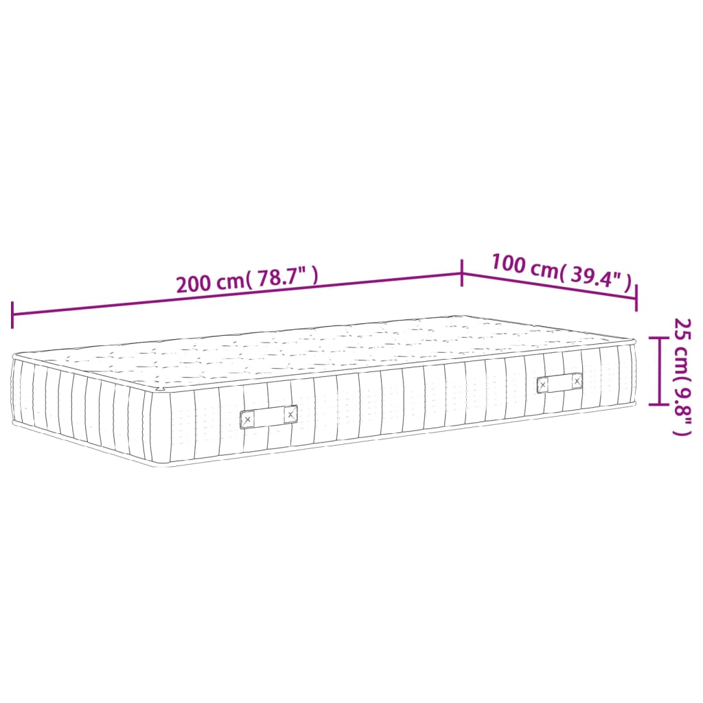 vidaXL Pocketveringmatras middelhard-hard 100x200 cm