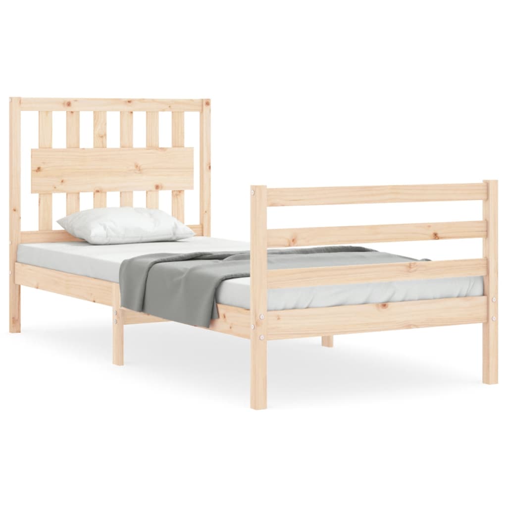 vidaXL Bedframe met hoofdbord massief hout 90x200 cm