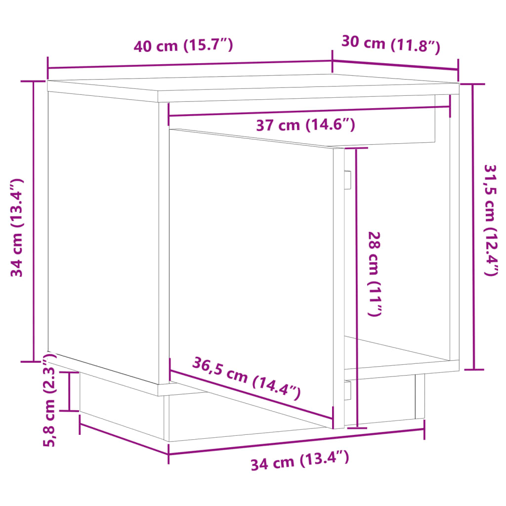 vidaXL Nachtkastjes 2 st 40x30x40 cm massief grenenhout zwart