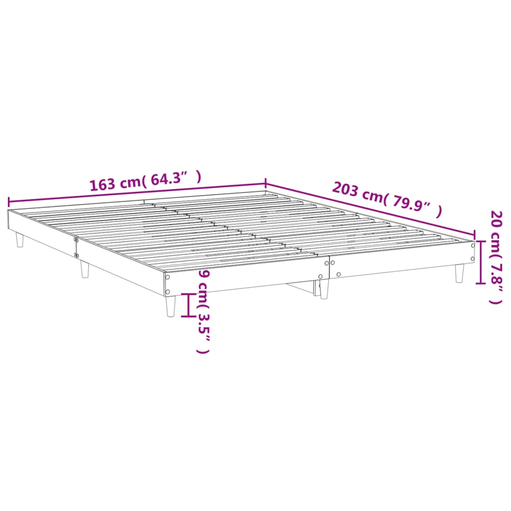 vidaXL Bedframe bewerkt hout gerookt eikenkleurig 160x200 cm