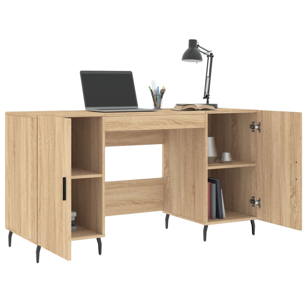 vidaXL Bureau 140x50x75 cm bewerkt hout sonoma eikenkleurig