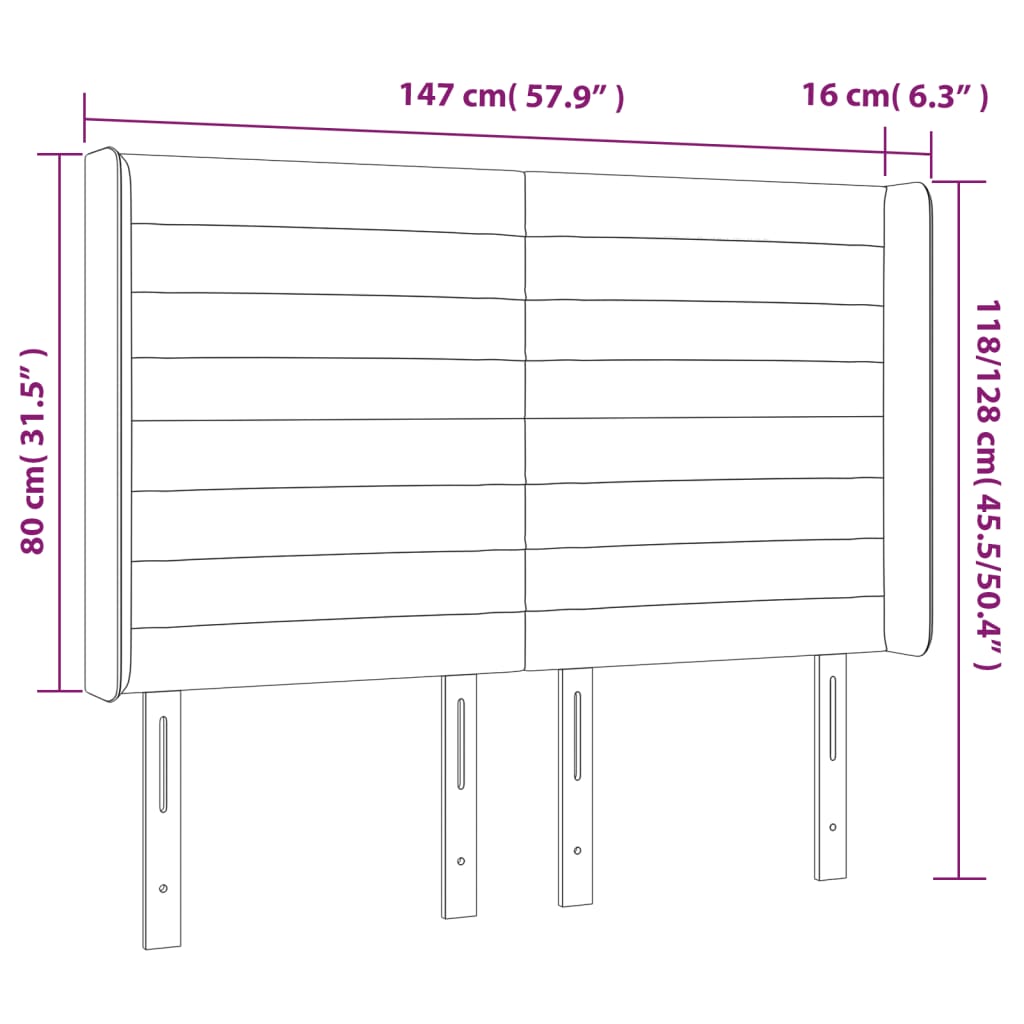 vidaXL Hoofdbord LED 147x16x118/128 cm stof groen