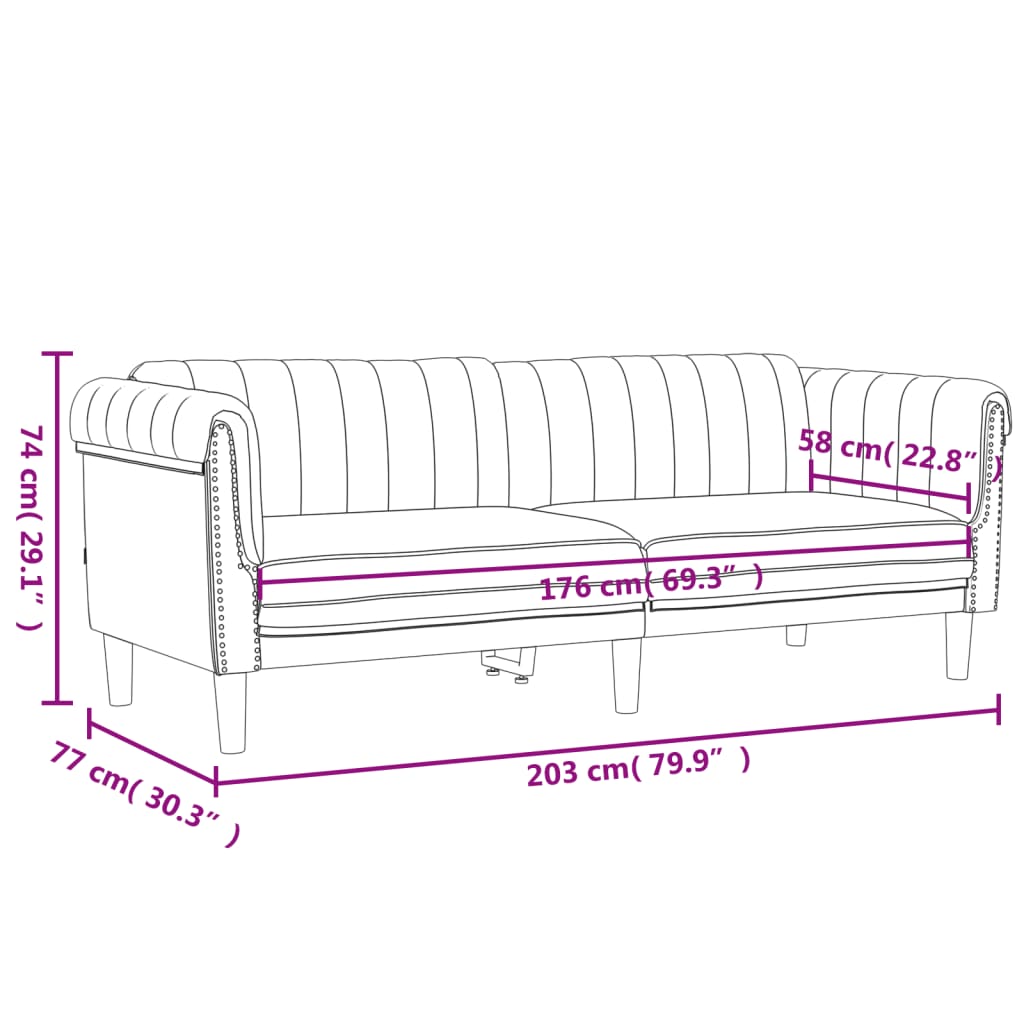 vidaXL 2-delige Loungeset fluweel lichtgrijs