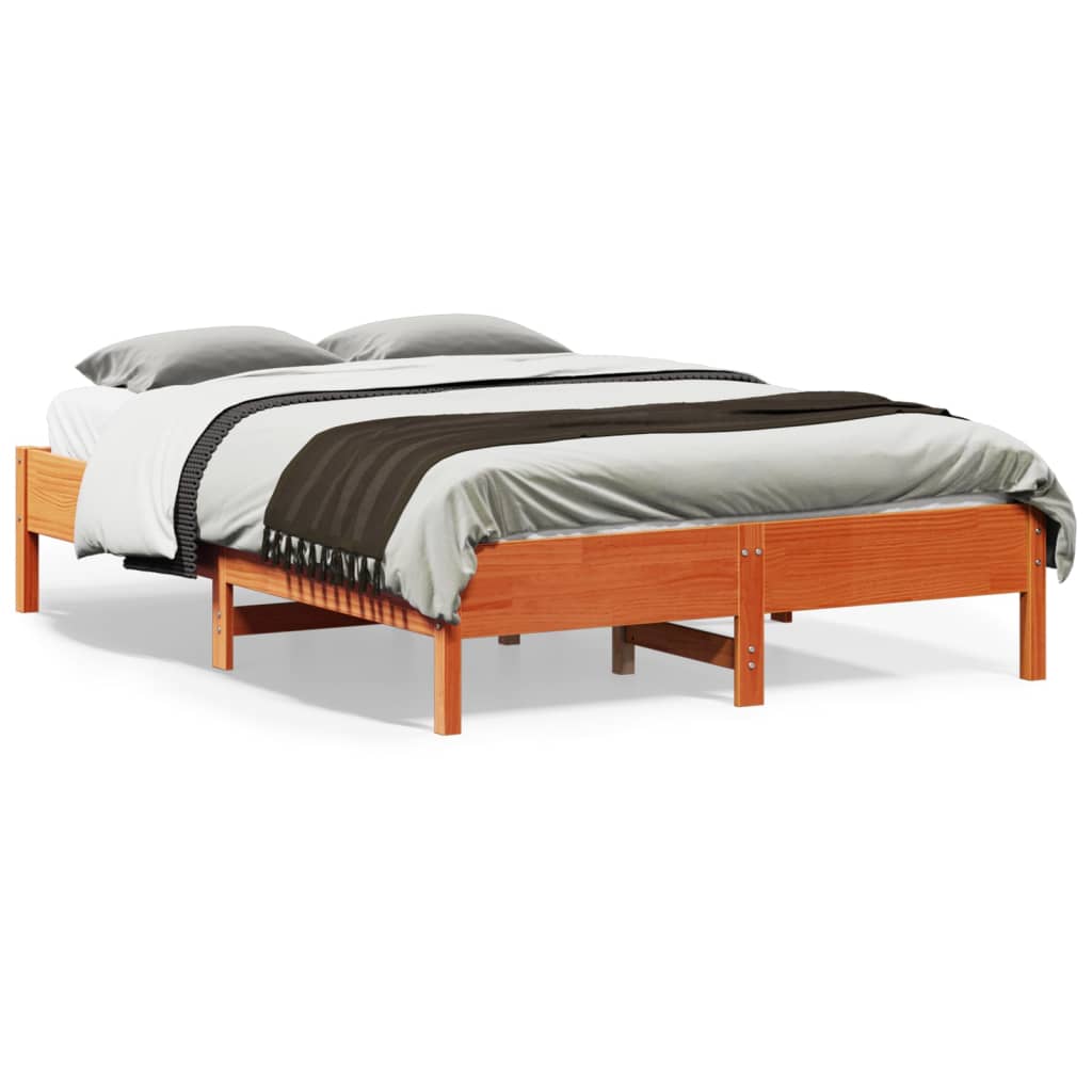 vidaXL Bed met matras massief grenenhout wasbruin 140x190 cm