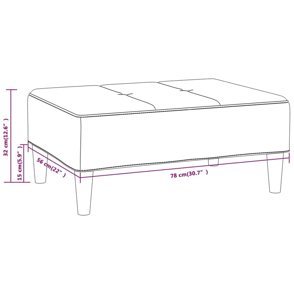 vidaXL Voetenbank 78x56x32 cm fluweel crèmekleurig