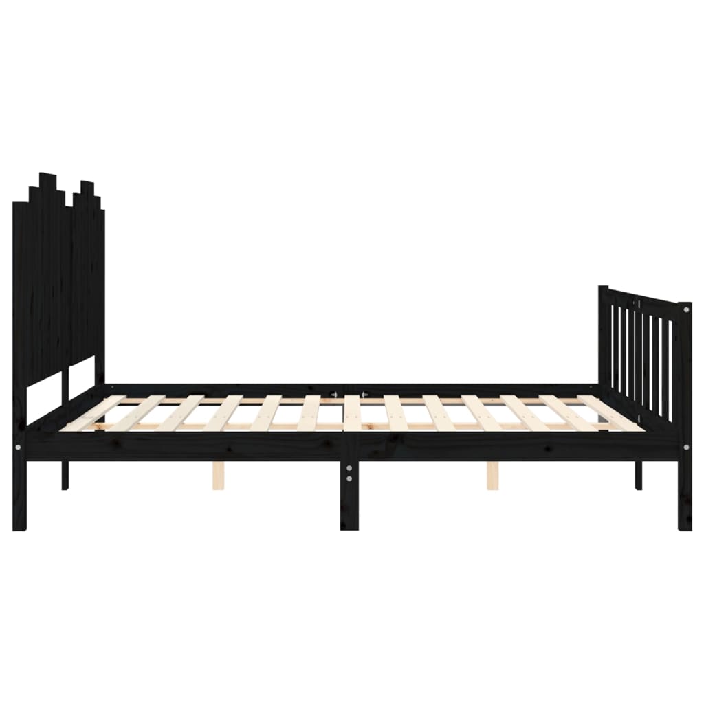 vidaXL Bedframe met hoofdbord massief hout zwart 180x200 cm