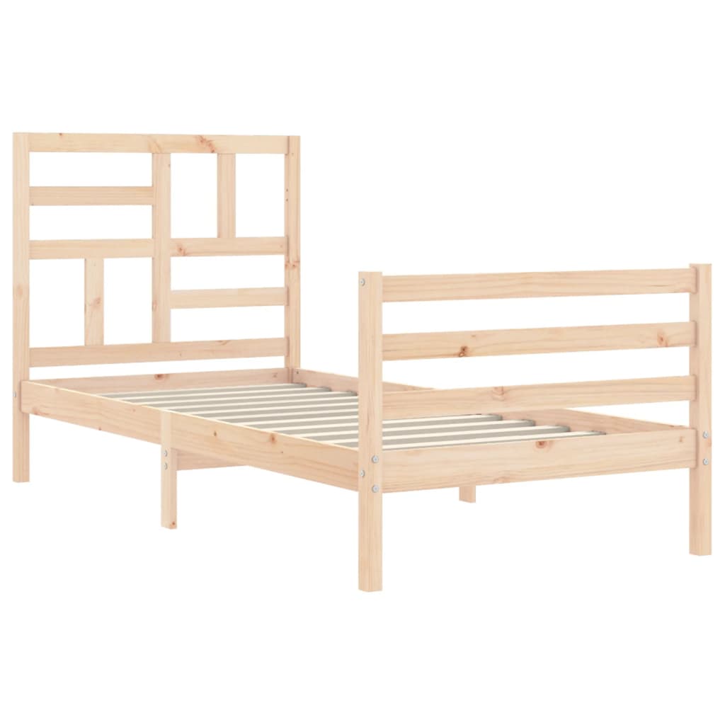 vidaXL Bedframe met hoofdbord massief hout 90x200 cm