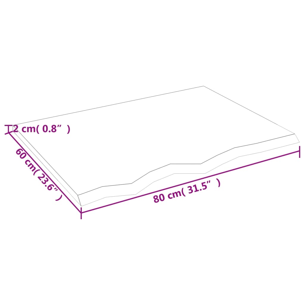 vidaXL Wandschap 80x60x2 cm onbehandeld massief eikenhout