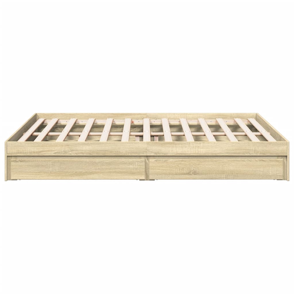 vidaXL Bedframe met lades bewerkt hout sonoma eikenkleurig 160x200 cm