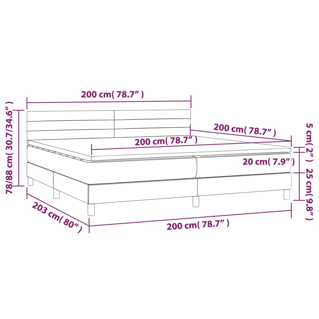 vidaXL Boxspring met matras en LED stof crèmekleurig 200x200 cm