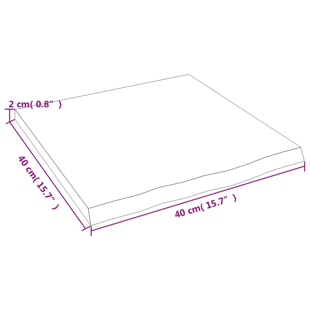 vidaXL Wastafelblad 40x40x2 cm behandeld massief hout donkerbruin