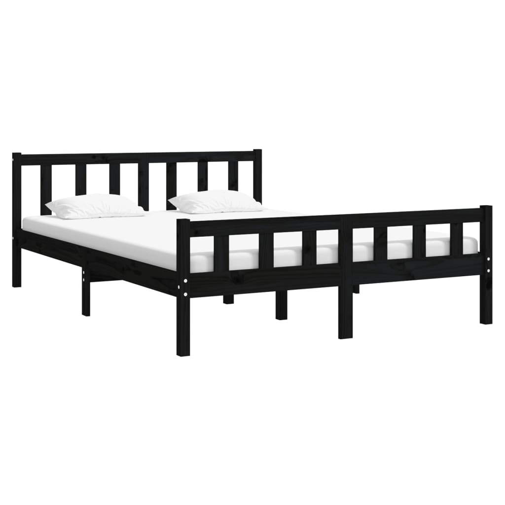 vidaXL Bedframe massief hout zwart 120x200 cm