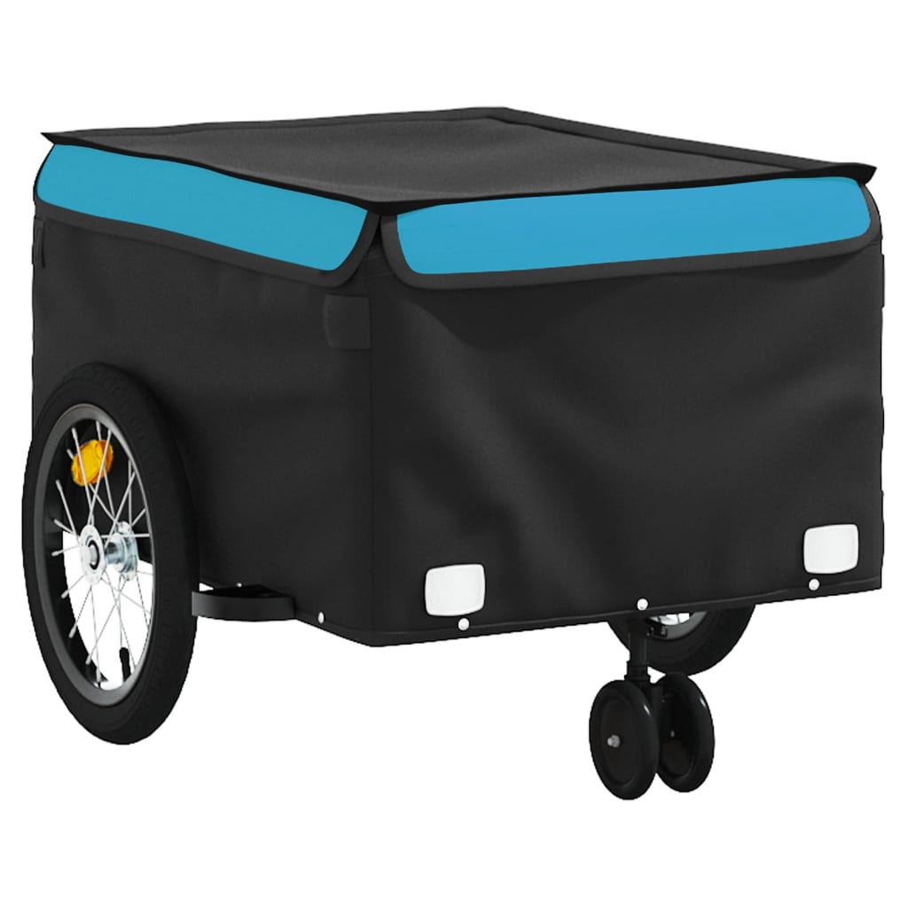 vidaXL Fietstrailer 45 kg ijzer zwart en blauw