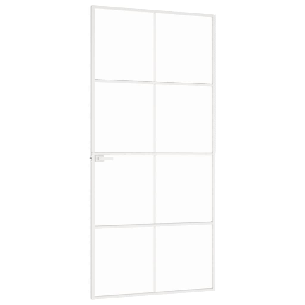 vidaXL Binnendeur 93x201,5 cm gehard glas en aluminium smal wit