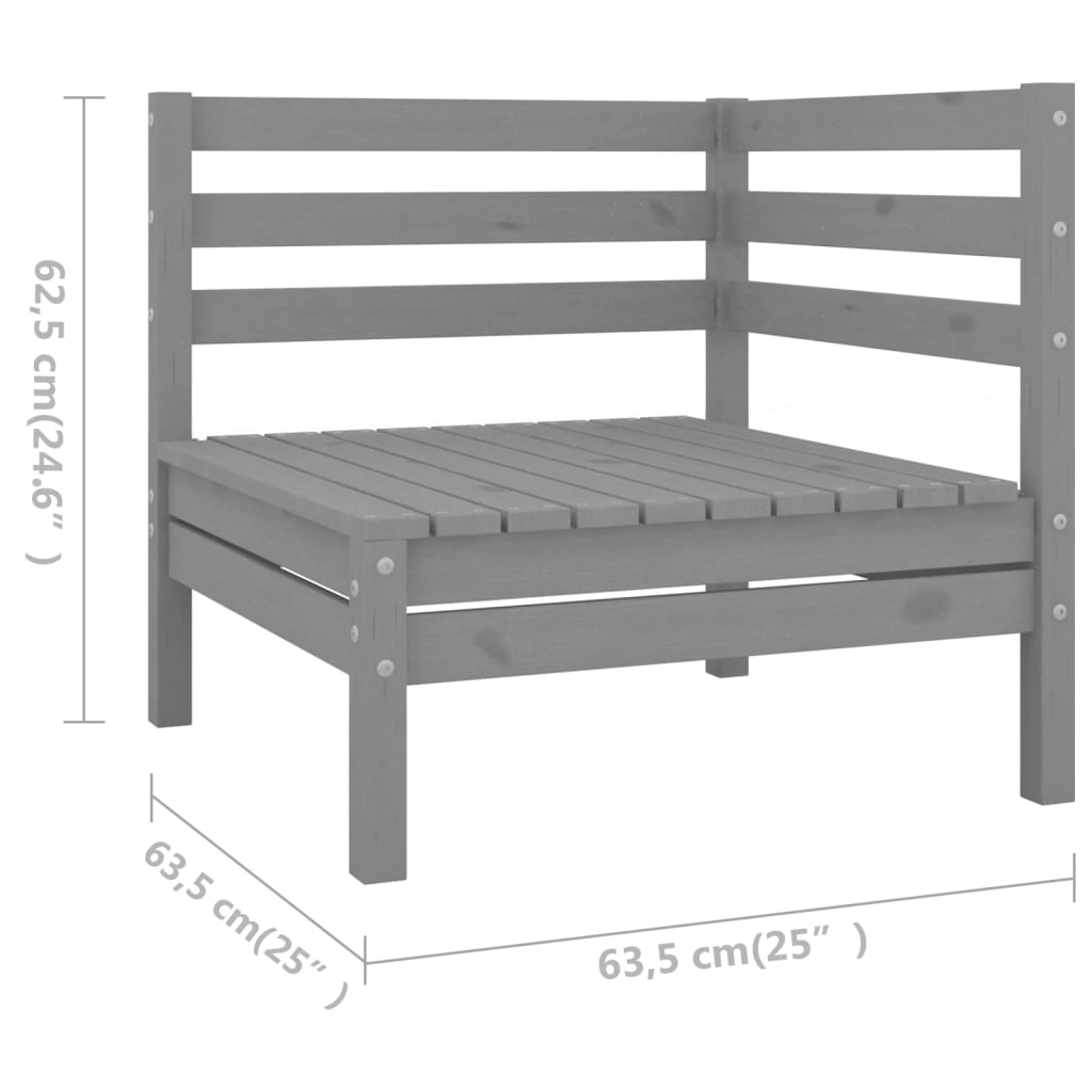 vidaXL 10-delige Loungeset massief grenenhout grijs