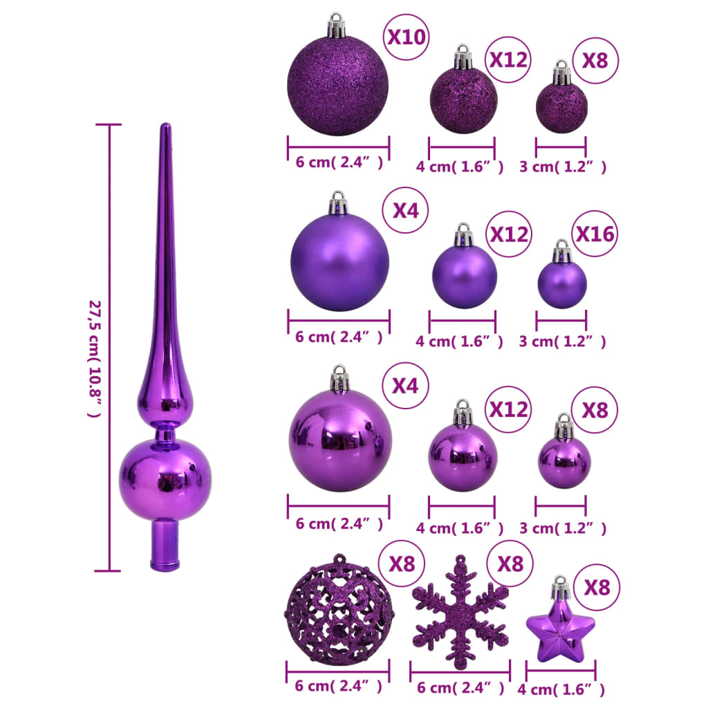 vidaXL 111-delige Kerstballenset polystyreen paars