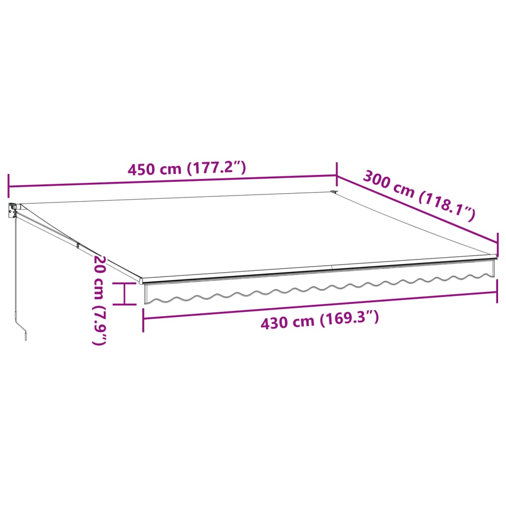 vidaXL Luifel handmatig uittrekbaar 450x300 cm bruin