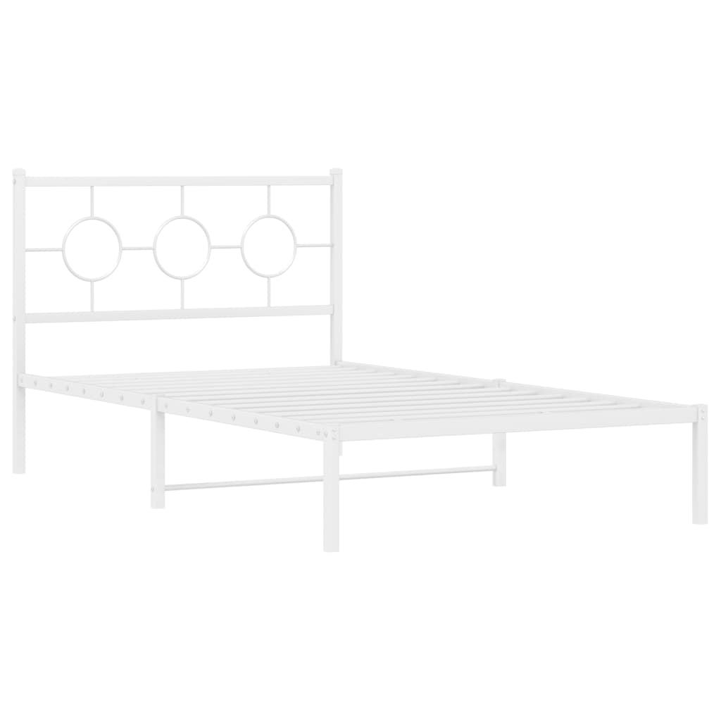 vidaXL Bedframe met hoofd- en voeteneinde metaal wit 107x203 cm