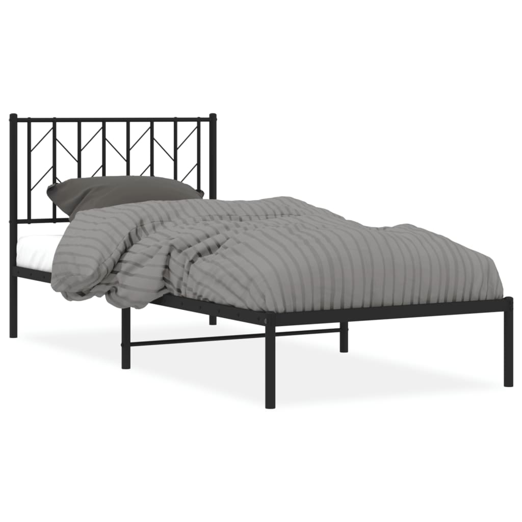 vidaXL Bedframe met hoofdbord metaal zwart 90x200 cm