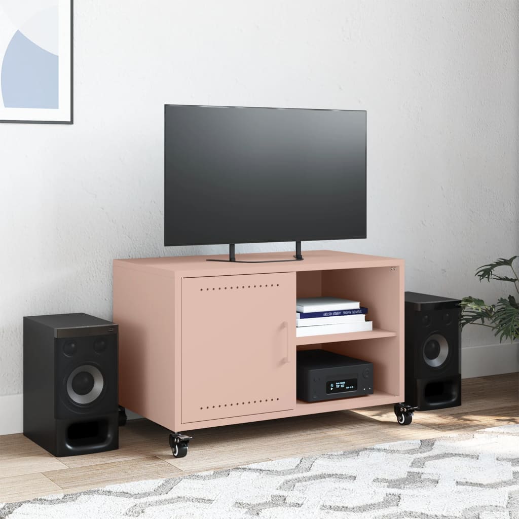 vidaXL Tv-meubel 68x39x43,5 cm staal roze