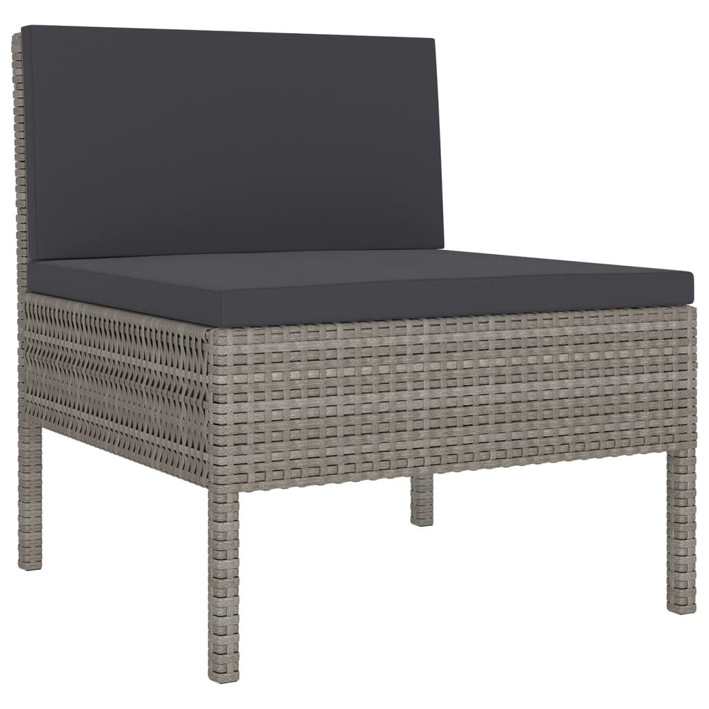 vidaXL 11-delige Loungeset met kussens poly rattan grijs