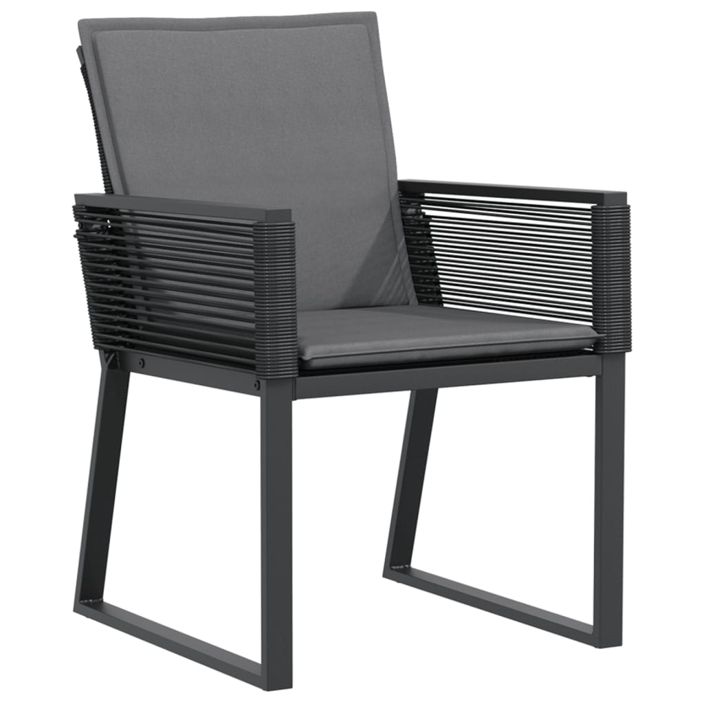 vidaXL Tuinstoelen 2 st met kussens poly rattan zwart