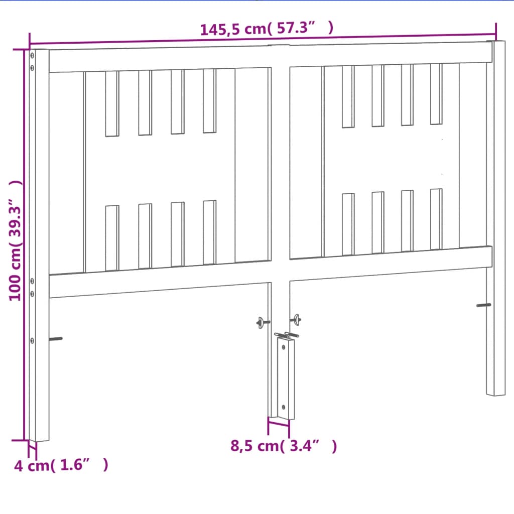 vidaXL Hoofdbord 140 cm massief grenenhout wasbruin