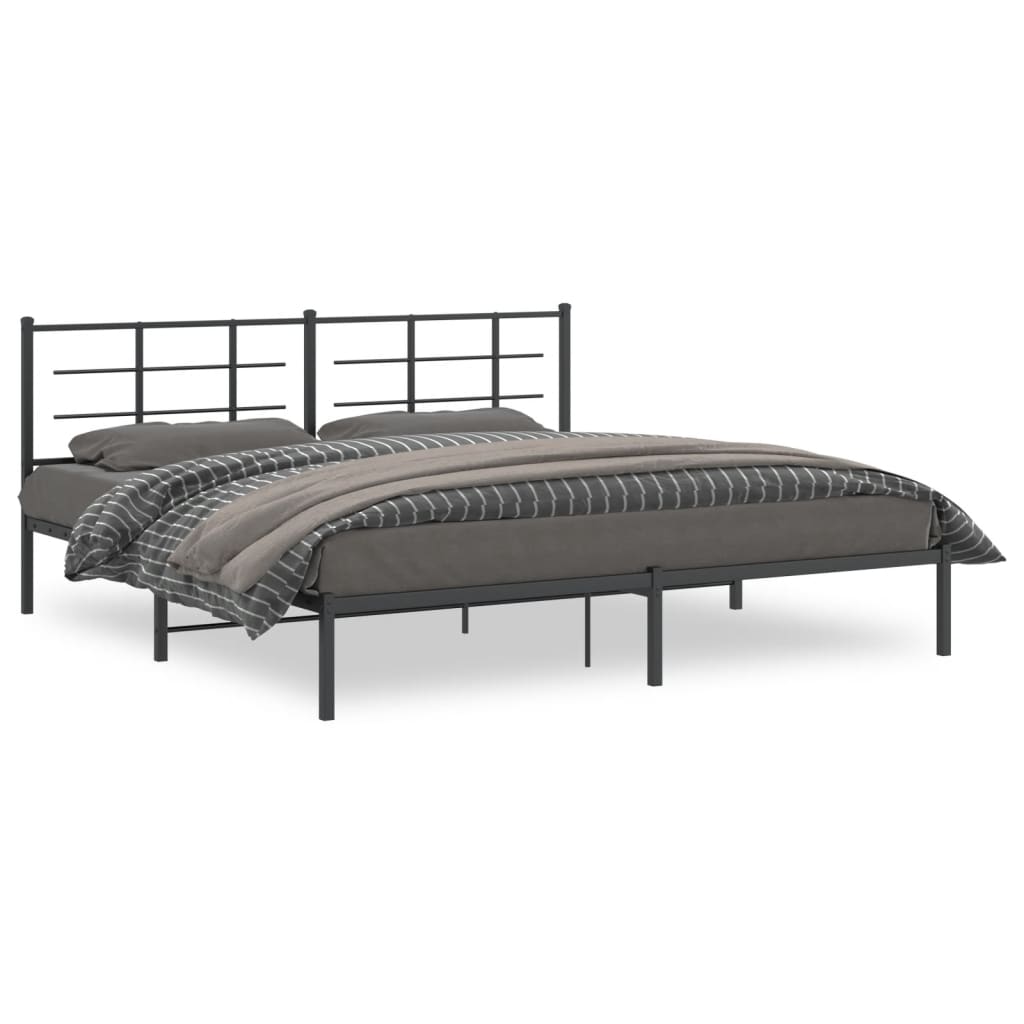 vidaXL Bedframe met hoofdbord metaal zwart 200x200 cm