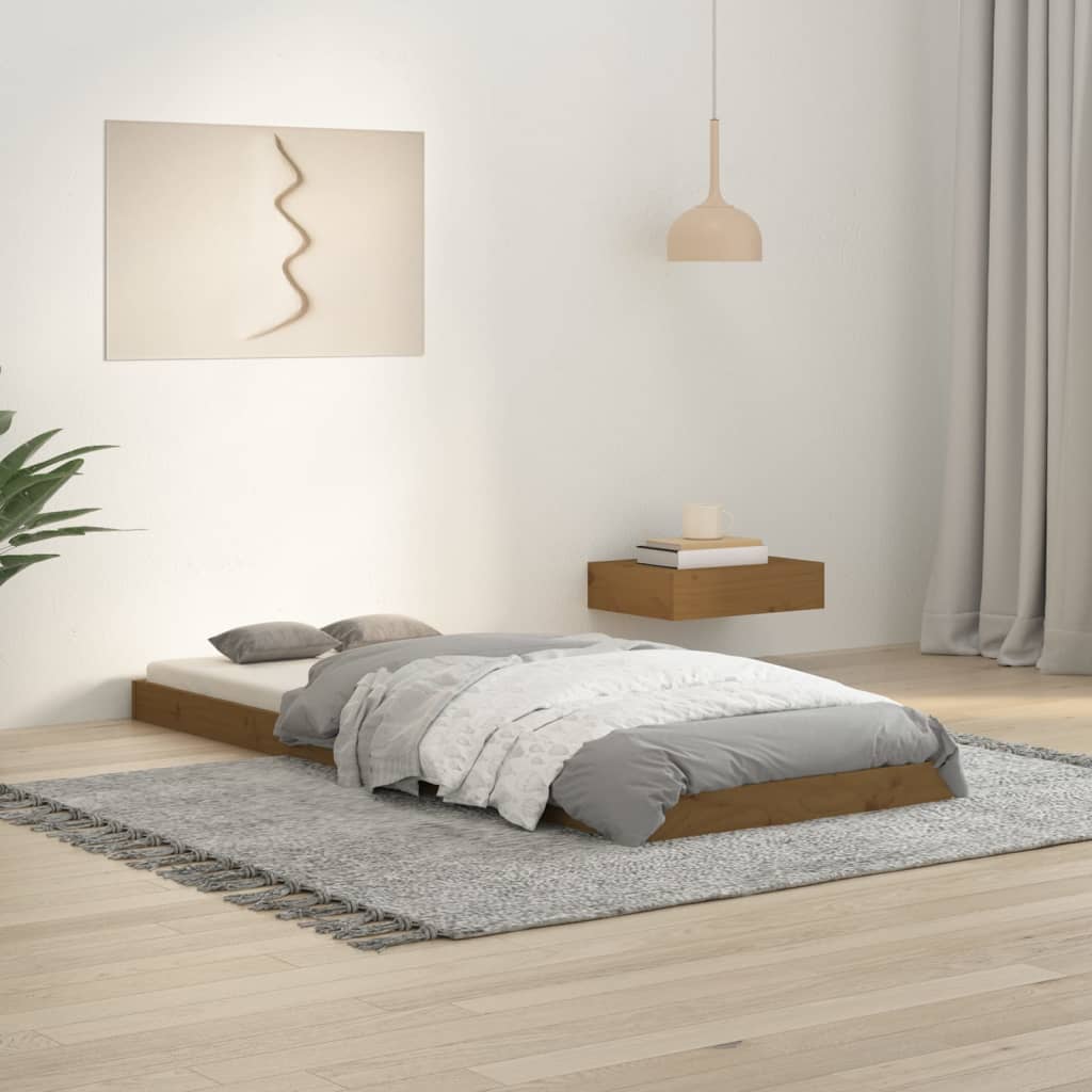 vidaXL Bedframe massief hout honingbruin 75x190 cm