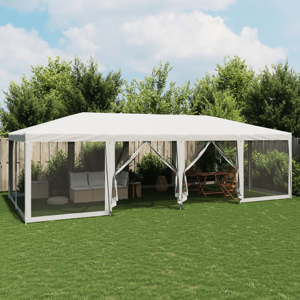 vidaXL Partytent met 12 mesh zijwanden 8x4 m HDPE wit