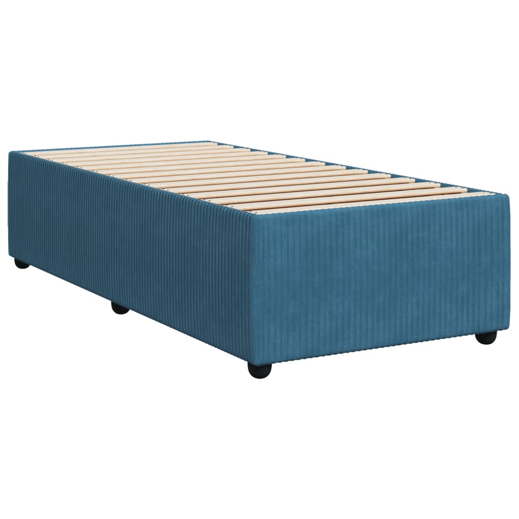 vidaXL Boxspring met matras fluweel blauw 90x190 cm