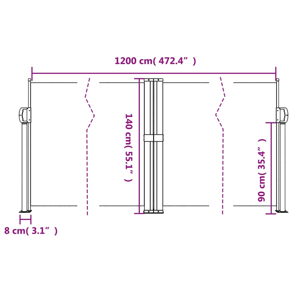 vidaXL Windscherm uittrekbaar 140x1200 cm beige