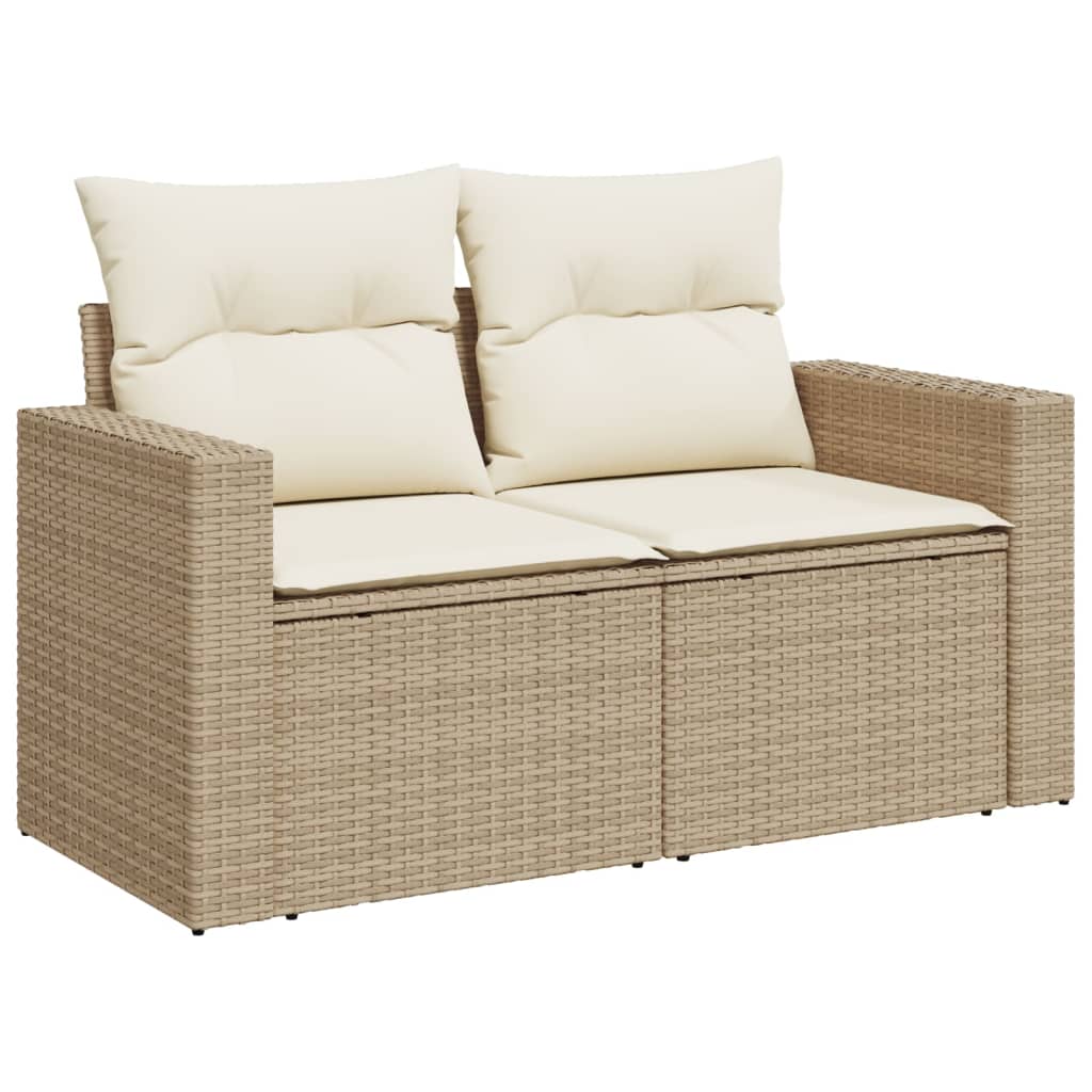 vidaXL 5-delige Loungeset met kussens poly rattan beige