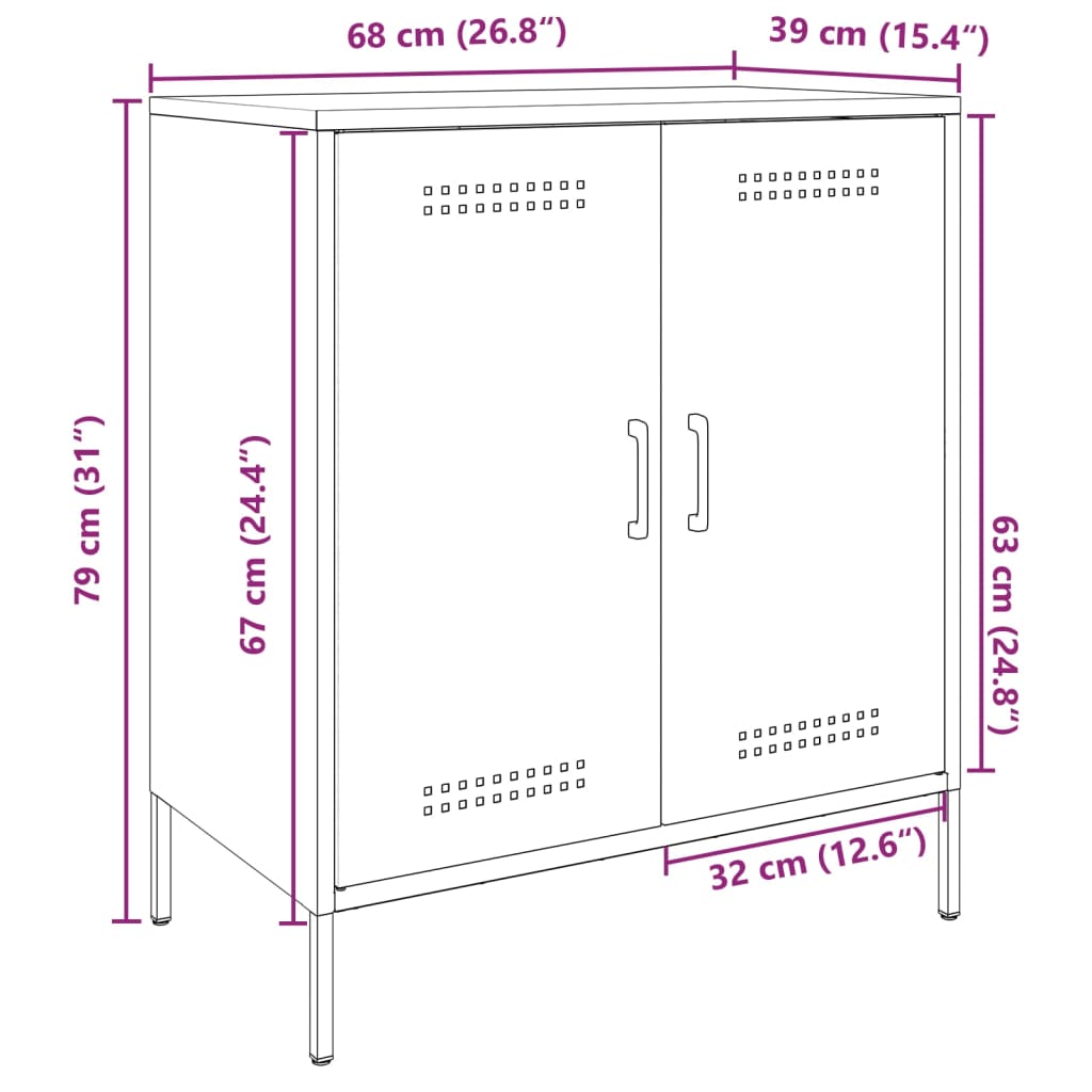 vidaXL Dressoir 68x39x79 cm staal antracietkleurig