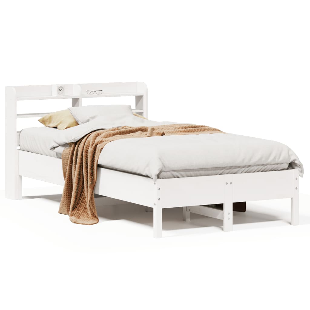 vidaXL Bedframe zonder matras massief grenenhout wit 75x190 cm