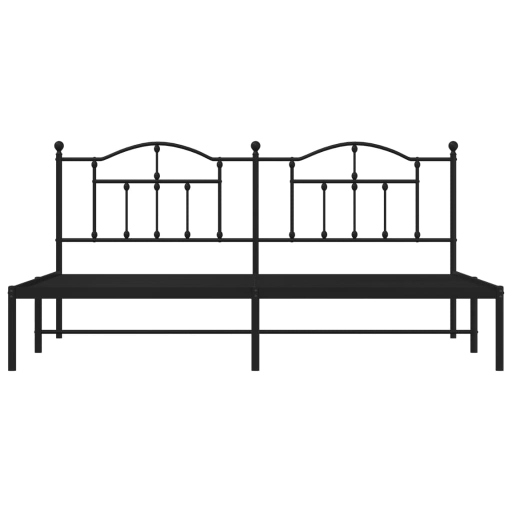 vidaXL Bedframe met hoofdbord metaal zwart 200x200 cm