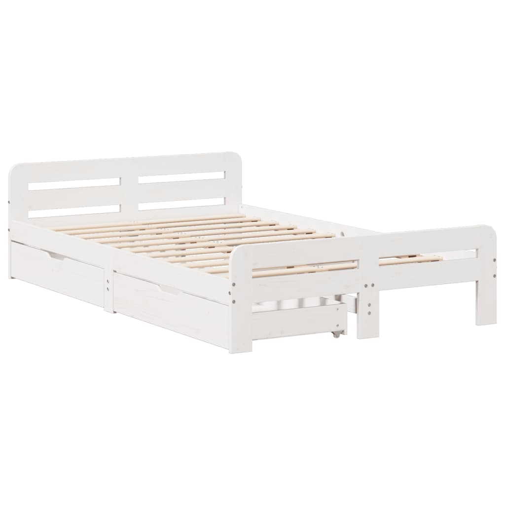 vidaXL Bedframe zonder matras massief grenenhout wit 120x190 cm