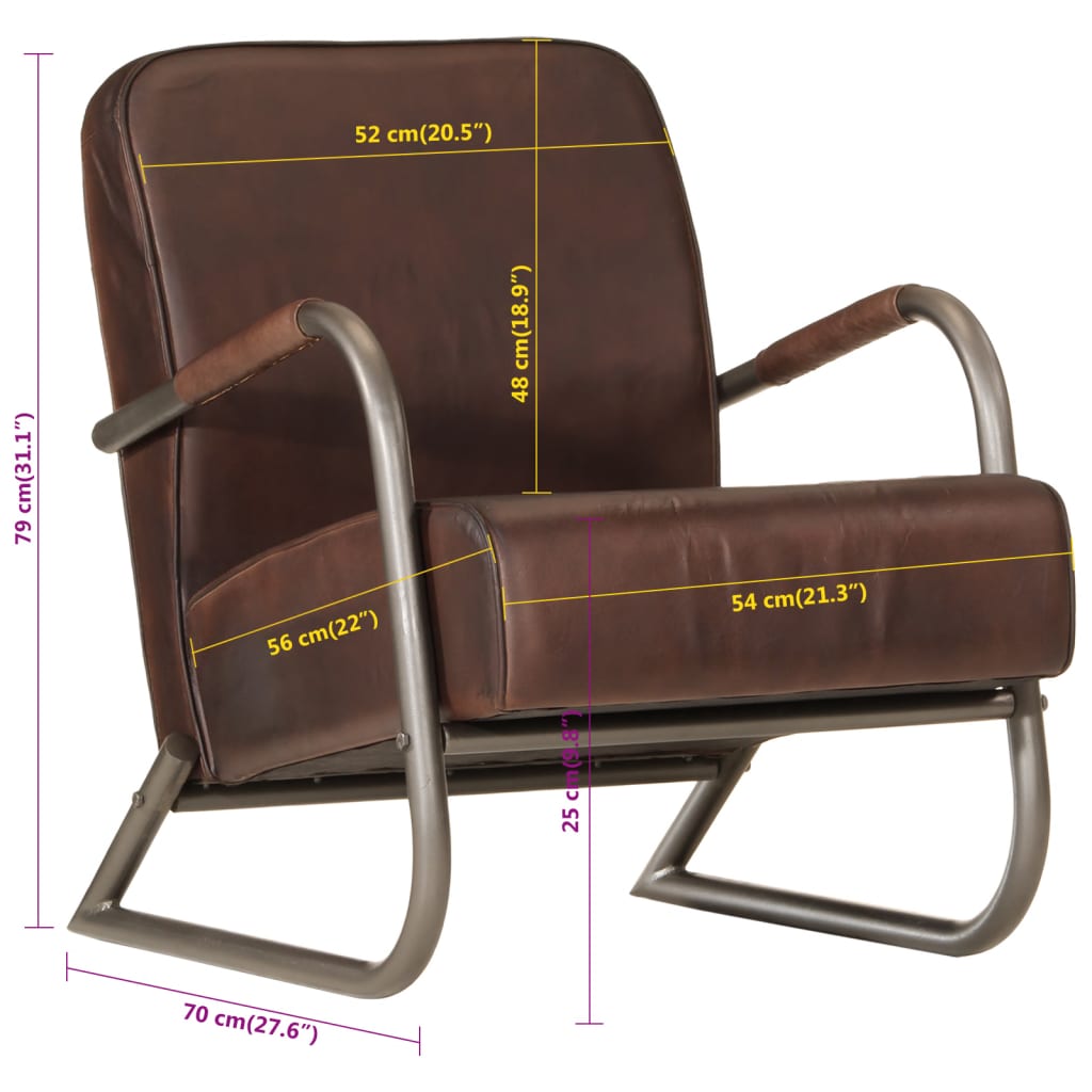 vidaXL Fauteuil echt leer bruin