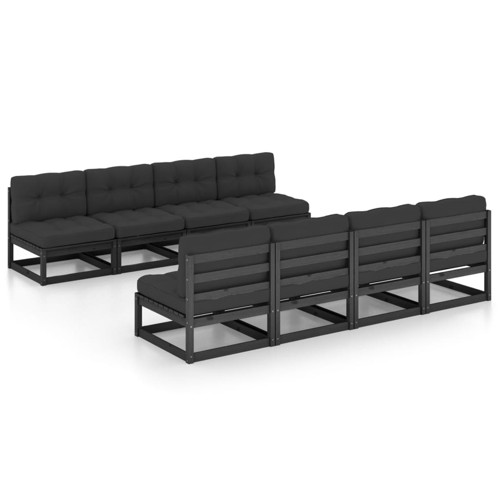 vidaXL 9-delige Loungeset met kussens massief grenenhout