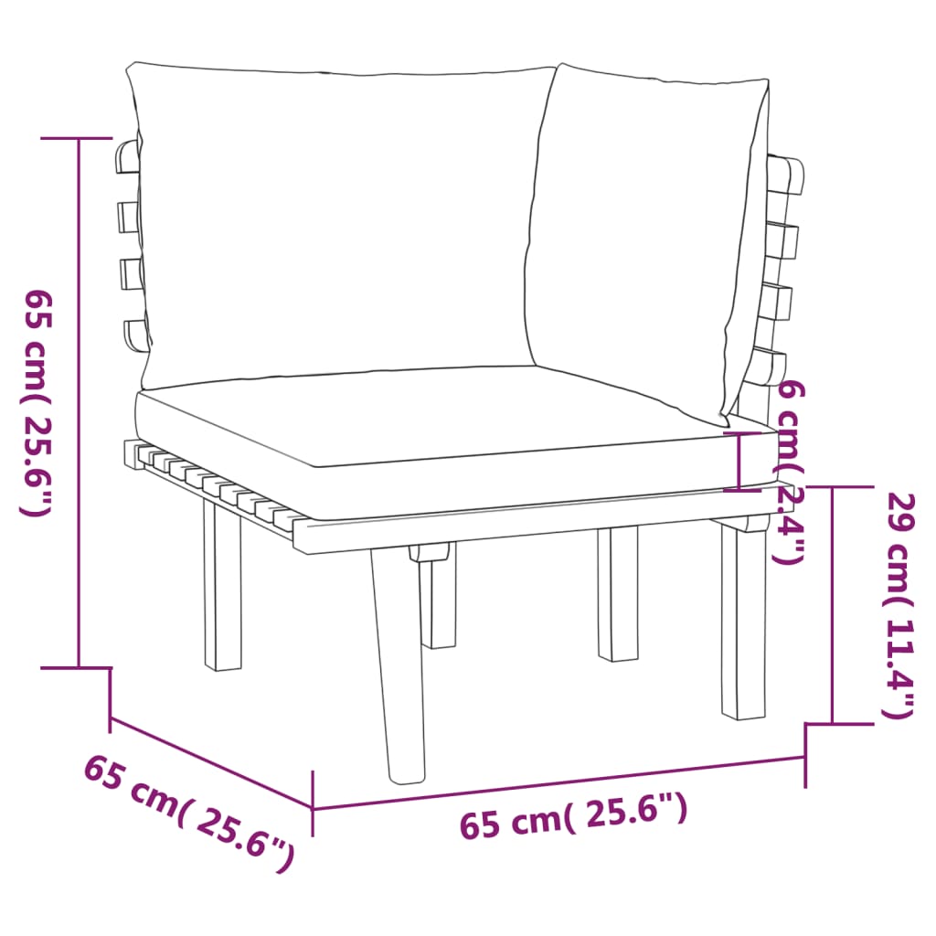 vidaXL 7-delige Loungeset met kussens massief acaciahout