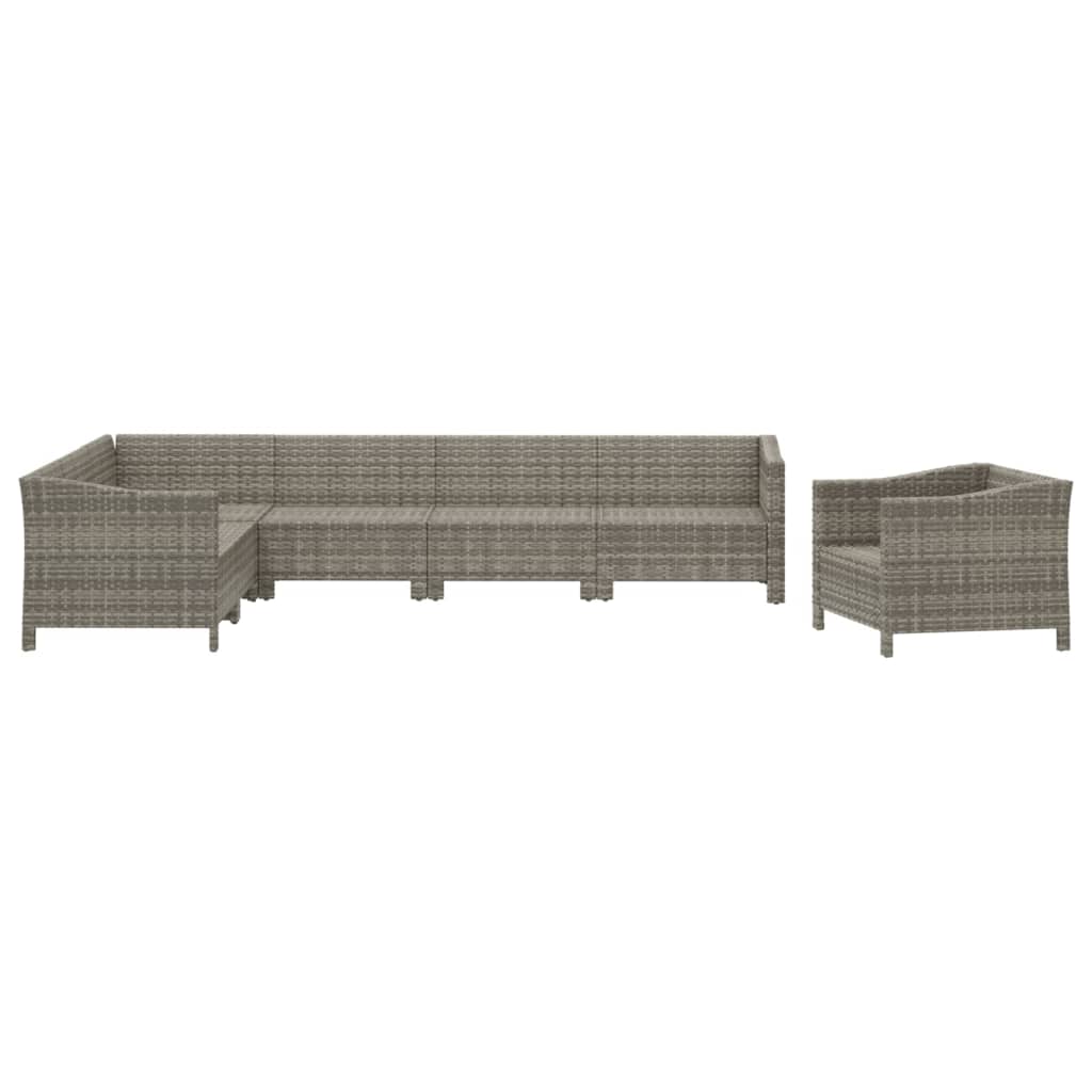 vidaXL 7-delige Loungeset met kussens poly rattan grijs