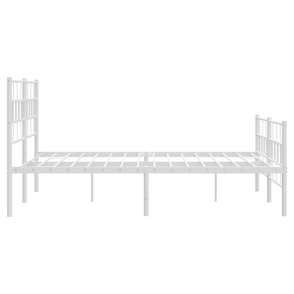 vidaXL Bedframe met hoofd- en voeteneinde metaal wit 135x190 cm