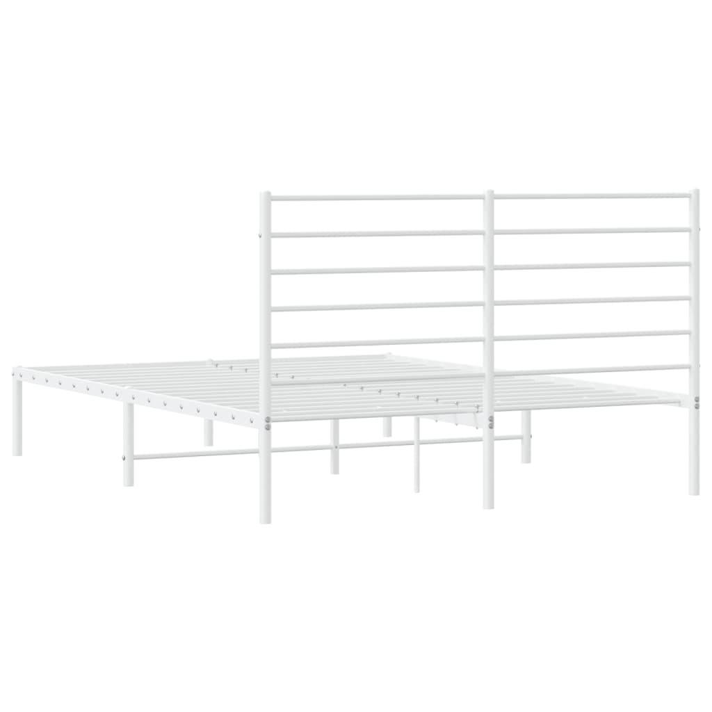 vidaXL Bedframe met hoofdbord metaal wit 140x190 cm