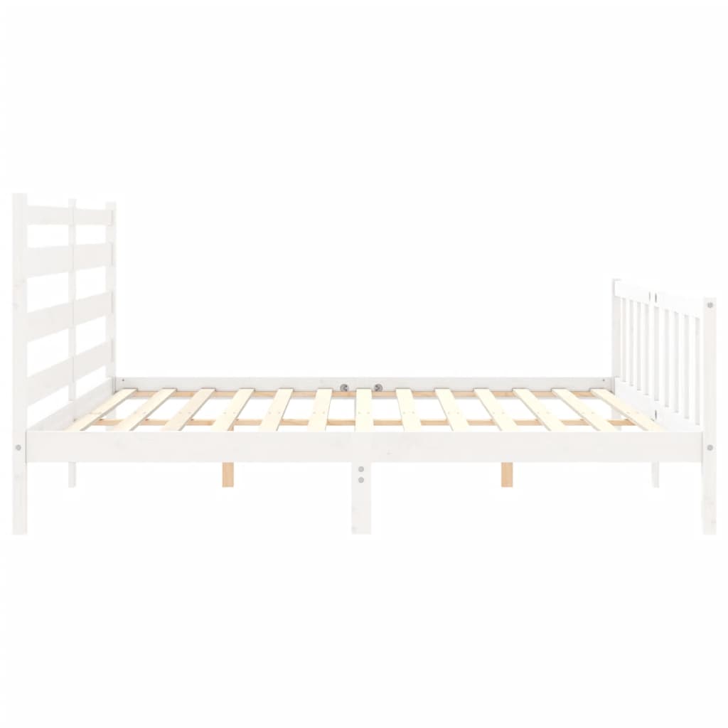 vidaXL Bedframe met hoofdbord massief hout wit 180x200 cm