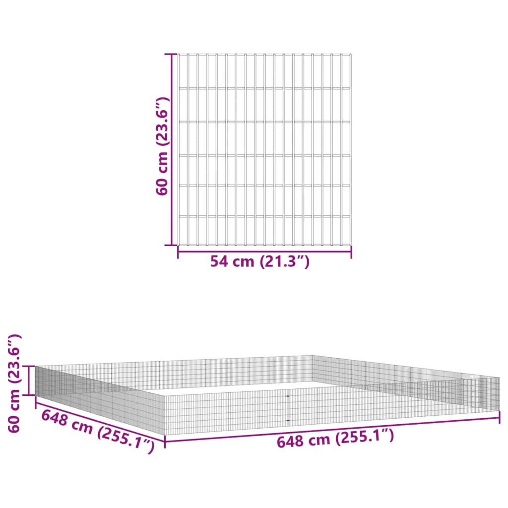 vidaXL Dierenverblijf 48 panelen 54x60 cm gegalvaniseerd ijzer