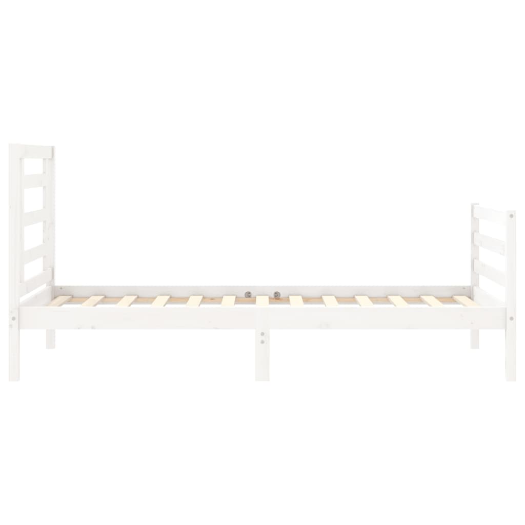 vidaXL Bedframe met hoofdbord massief hout wit 90x200 cm