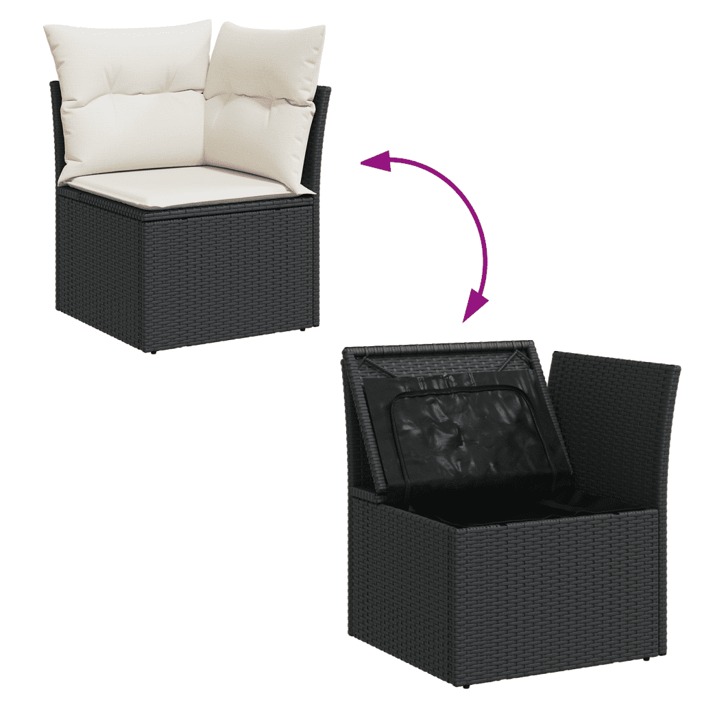 vidaXL 9-delige Loungeset met kussens poly rattan zwart